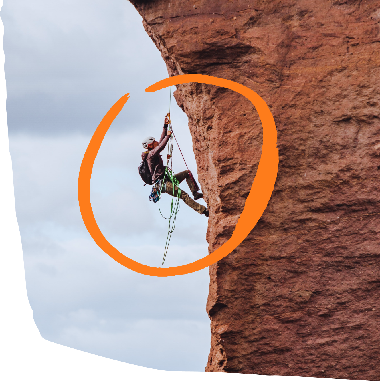 A close up of a climber